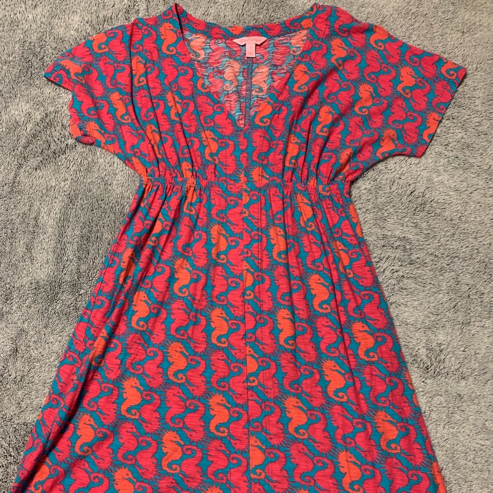 Lilly Pulitzer Blue and Pink Dress - Size Small